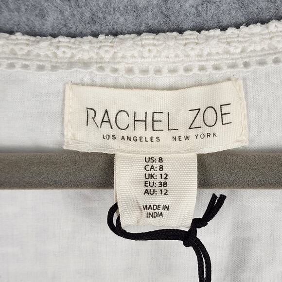 Rachel Zoe White Maxi Dress Lace Eyelet Boho Size 8 - Picture 12 of 13